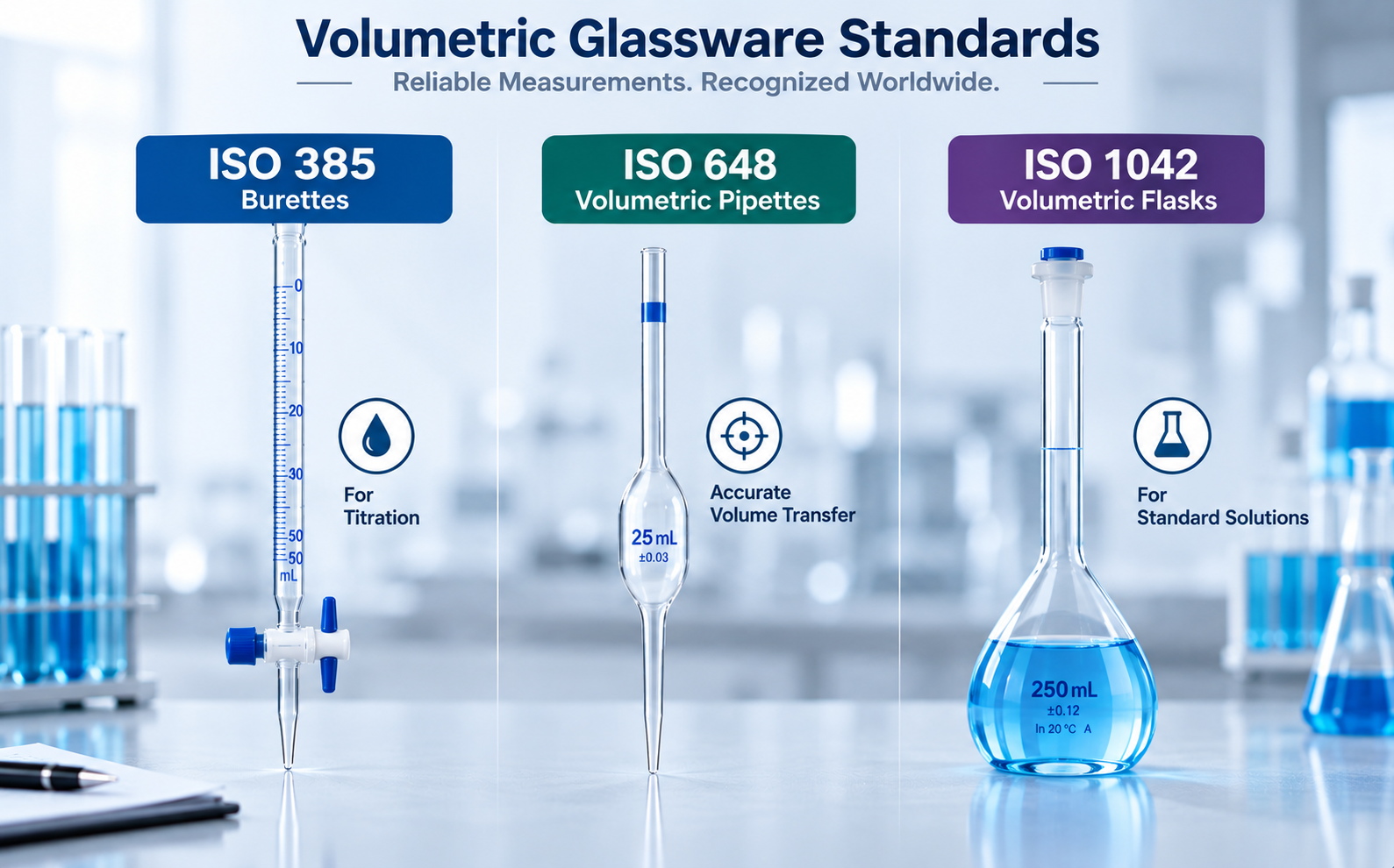 ISO 385, ISO 648 ve ISO 1042 Nedir? Volumetrik Cam Malzemelerde Standartlar